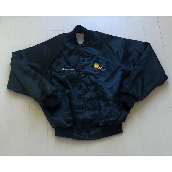 Vintage 1980s Auburn DWP Golf Club Satin Bomber Jacket Large 23.5 x 27 - Picture 1 of 3